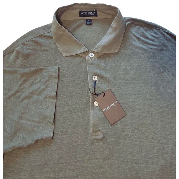 Peter Millar Crown Crafted Greystone Linen Short Sleeve Polo Shirt Sz L NWT - Picture 7 of 9